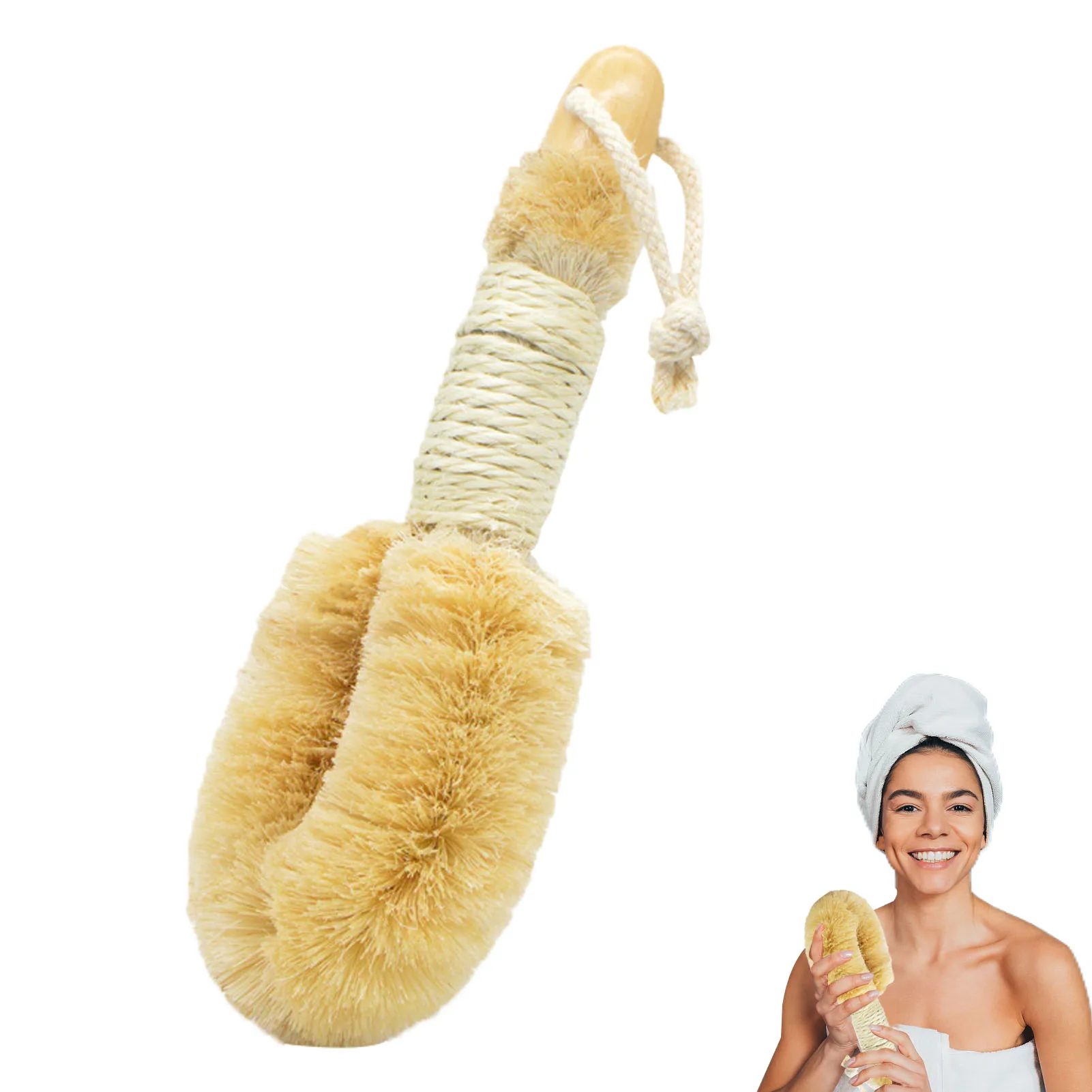 

Body Cleansing Brush Multi-Functional Skin-Friendly Back Scrubber Sisal Brush Smooth Spa Handheld Natural Sisal Brush Exfoliate