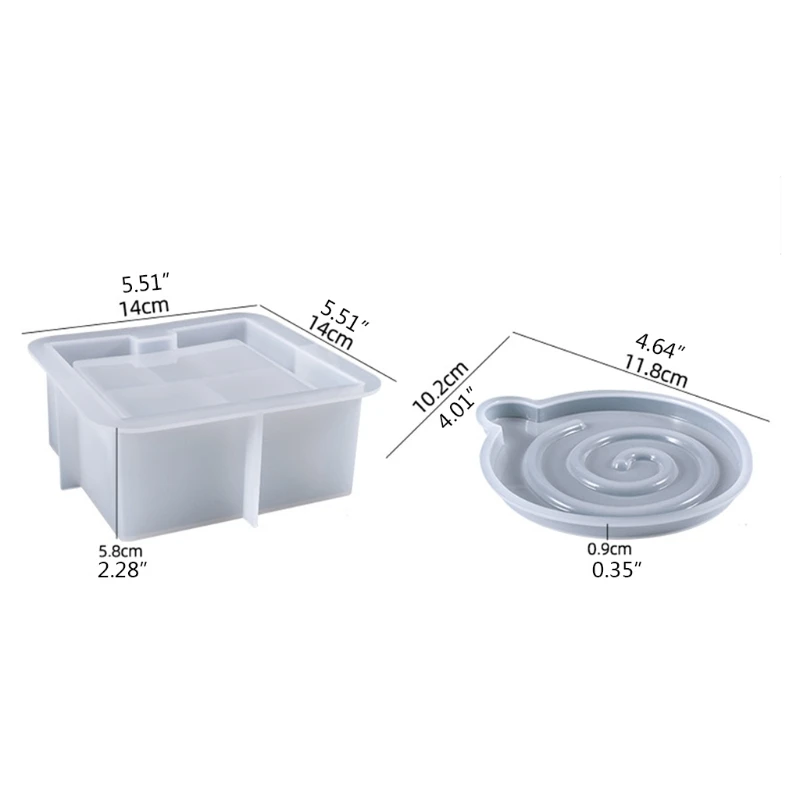

69HB Epoxy Resin Coaster Storage Box Mold Square Silicone Concrete Mould Handmade Family Gathering Tea Coaster Home Decor