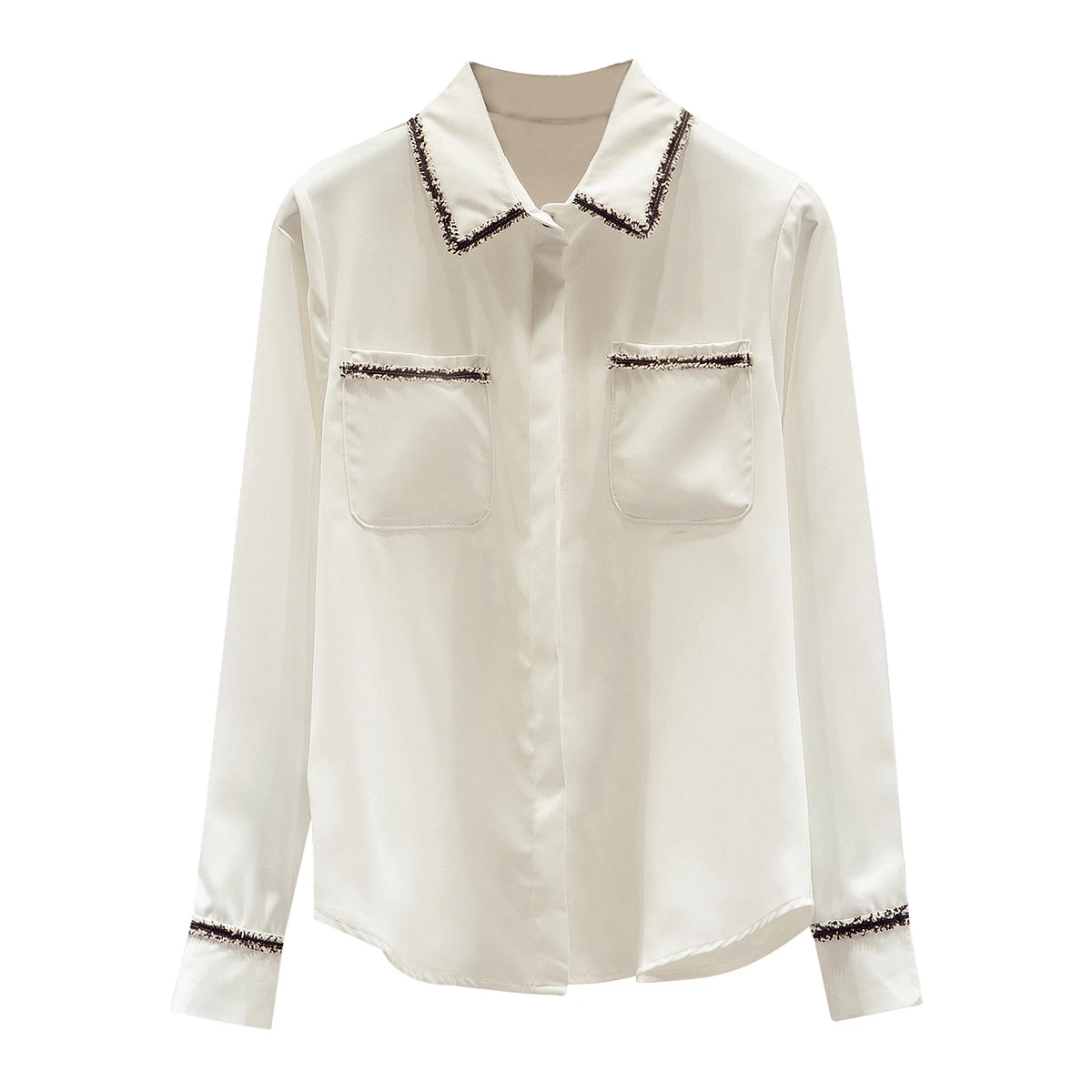 

Блузка женская шифоновая с длинным рукавом, модный однотонный топ, свободная повседневная одежда в Корейском стиле