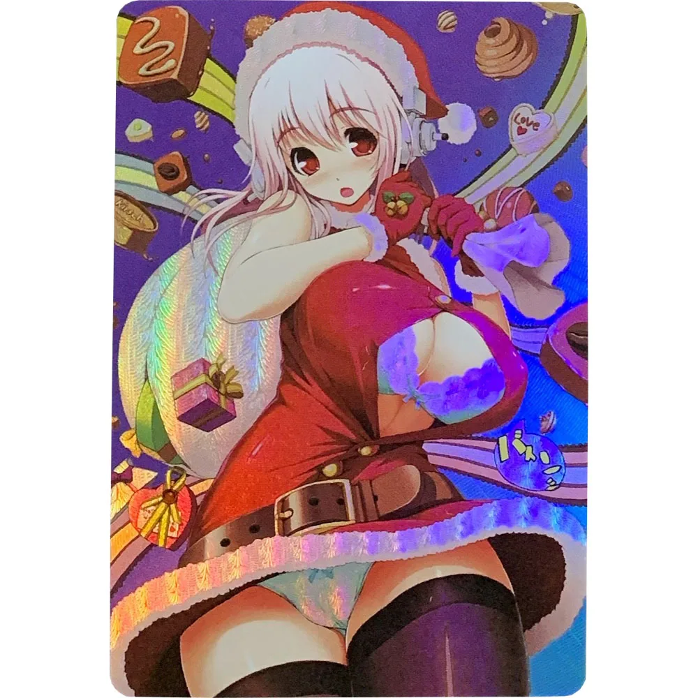 6 шт./компл. аниме рефракционные флэш-карты для девочек ACG Рождественская серия