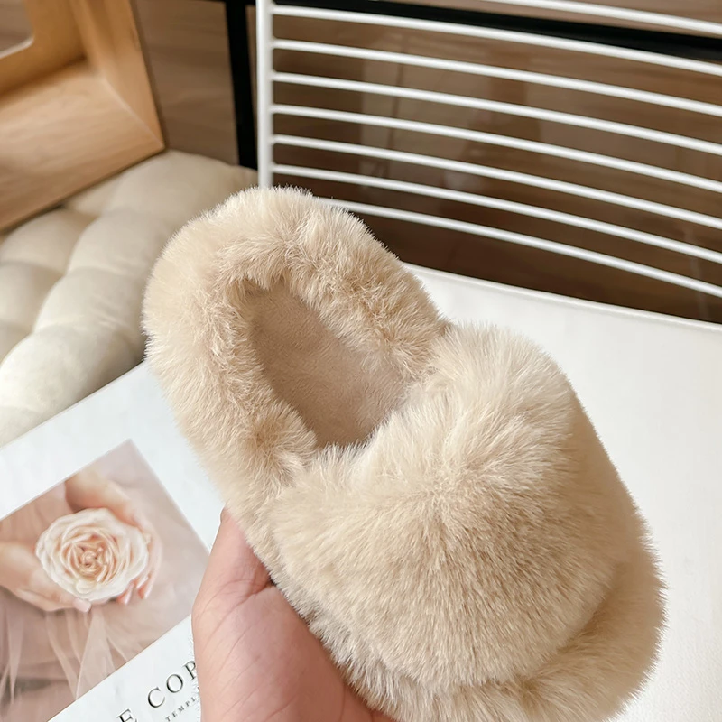 Детские Меховые Тапочки Для Девочек Нескользящие Теплые Хлопковые С Вариантами