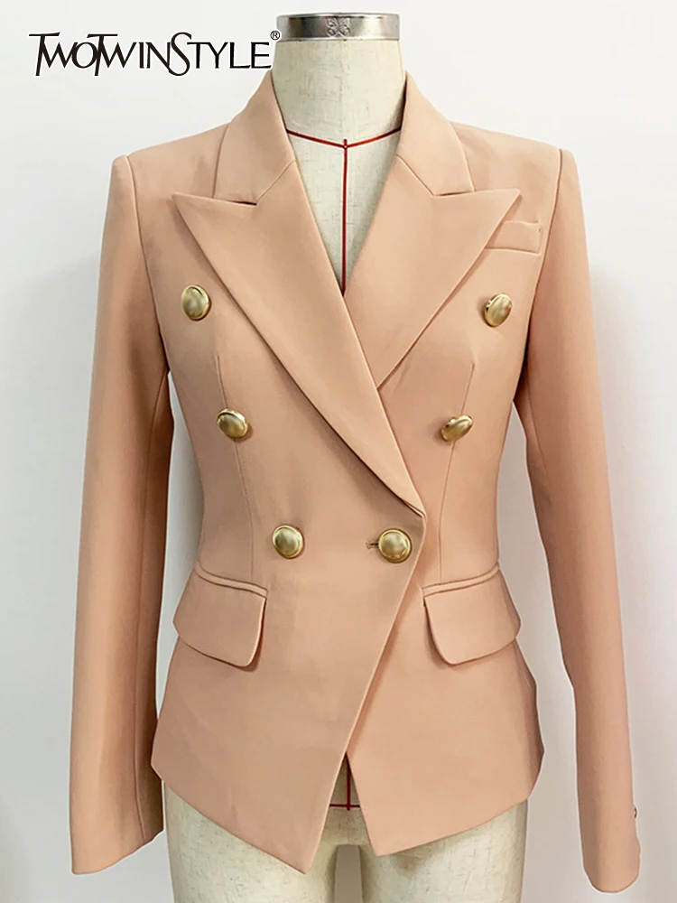 

Женский однотонный Блейзер TWOTWINSTYLE, с английским воротником и длинными рукавами, на пуговицах, 2023