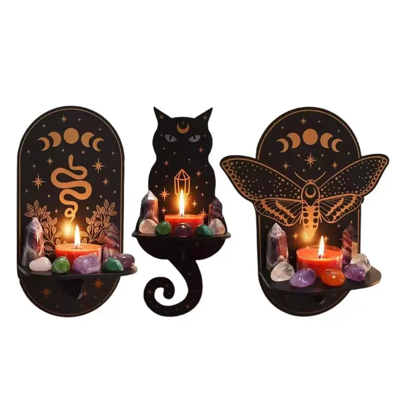 

Creative Wooden Crystal Display Stand Rack Meditation Animal Wall Hanging Display Shelf For Rocks Gemstones Collection