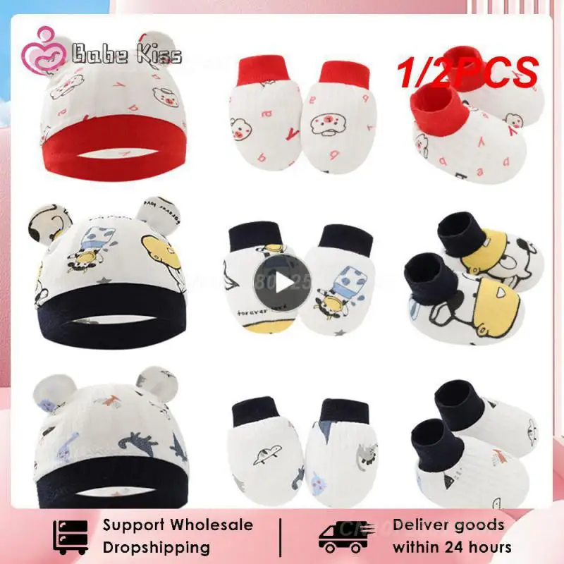 

1/2PCS Baby Anti Scratching Cotton Gloves Hat Foot Cover Set Socks Kit Accessory for Newborn Baby Girls Boys Baby Shower