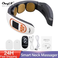 4d smart electric neck and back pulse massager tens wireless heat cervical vertebra relax pain relief kneading massage machine