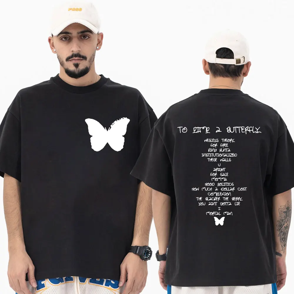 

Rapper Kendrick Lamar T Shirt To Pimp A Butterfly Album Graphics Tees Fashion Hip Hop 100% Cotton Oversized T-shirts Streetwear