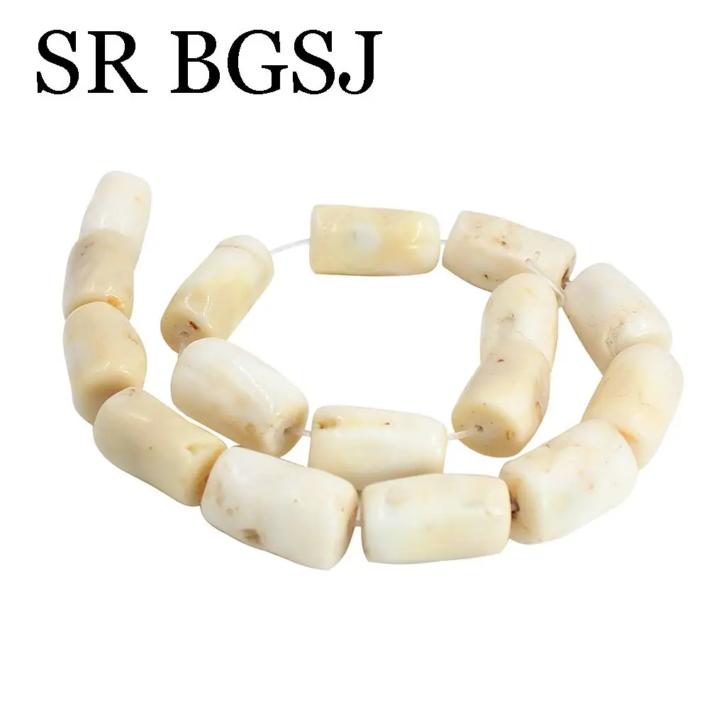 

12-14mm Real Freeform Column Natural White Sea Bamboo Coral Jewelry Findings Large Diy Beads Strand 15"