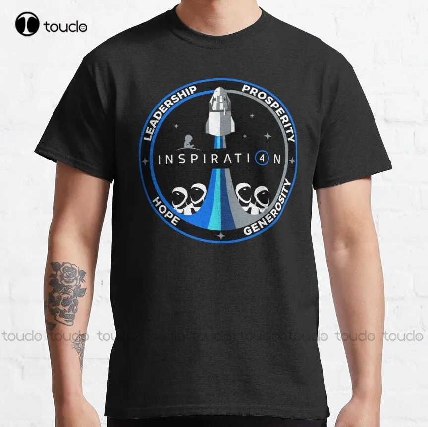 

Классическая мужская футболка Spacex Inspiration4, повседневные хлопковые простые винтажные повседневные футболки в ретро стиле