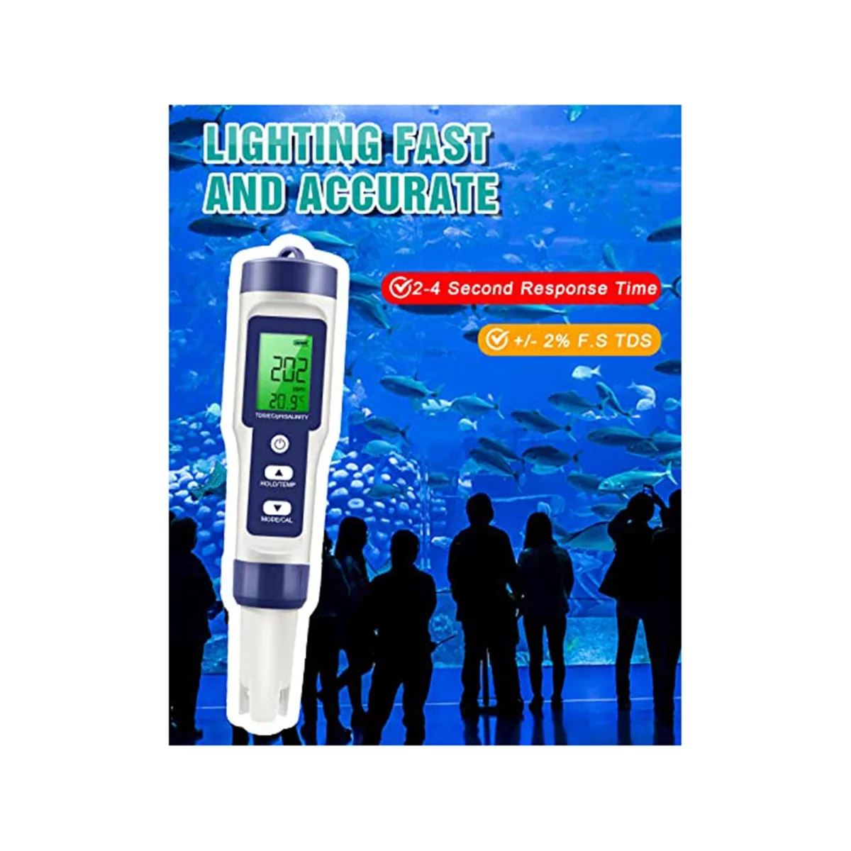 TDS-метр 0-200000 PPM-метр 0-14 PH-метр 5 в 1 TDS/EC/Соль/TEMP/PH метр для питьевой воды бассейна и