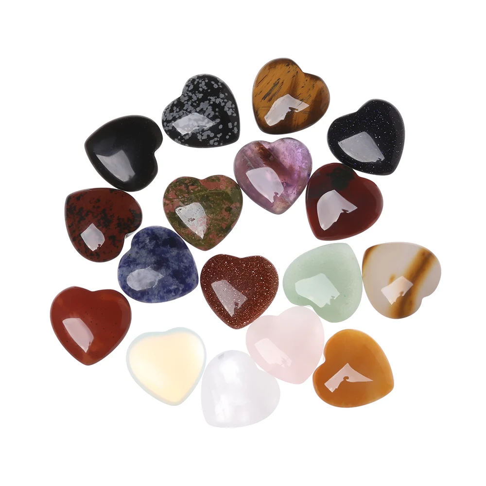 

20MM Natural Stone Quartz Crystal Turquoises Tiger Eye Opal Aventurine Charms Heart Pendants For DIY Yewelry Making Gift Decorat