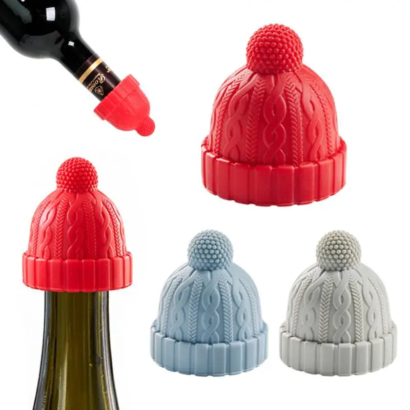 

Christmas Hat Silicone Wine Stopper Beer Bottle Cap Stopper Leak Proof Champagne Bottle Sealer Stoppers Wine Kitchen Bar Tool