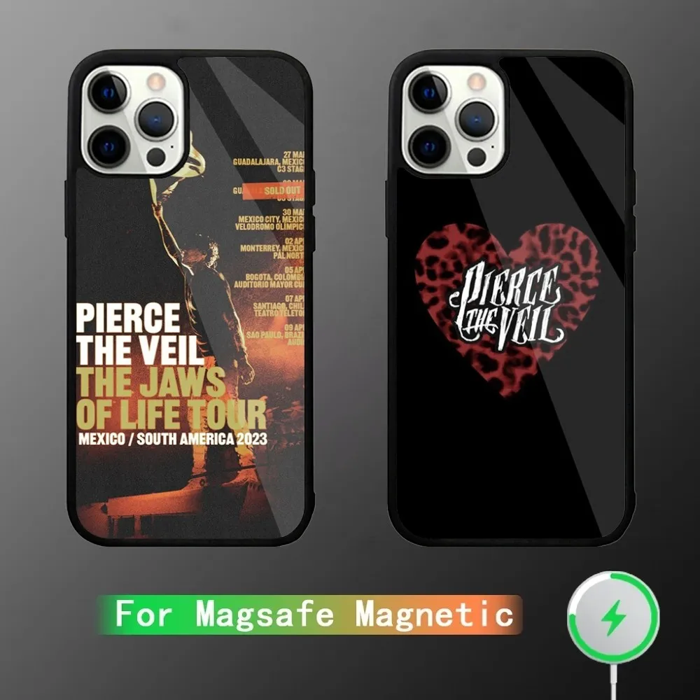 Чехол для телефона P-Pierce The Veil Band iPhone 15 14 13 12 11 Plus Pro Max Mini Magsafe с магнитной