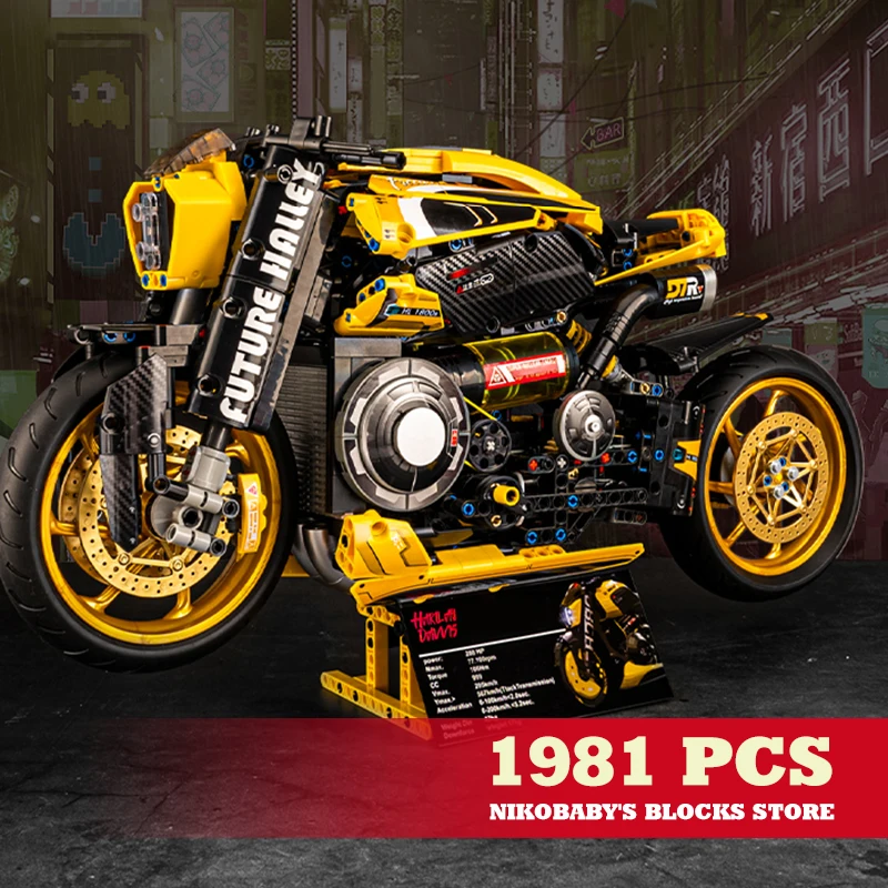 

1981Pcs MOC Building Blocks 1:5 Cyberpunk Motorcycle Model Sets Racing Motorbike Vehicles Bricks Toys Gifts for Children Adult