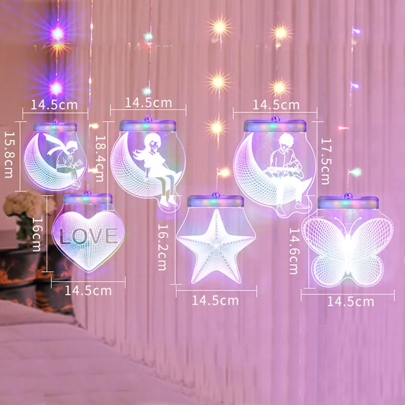 Декоративный 3D светильник для комнаты светодиодный подвесной романтичная