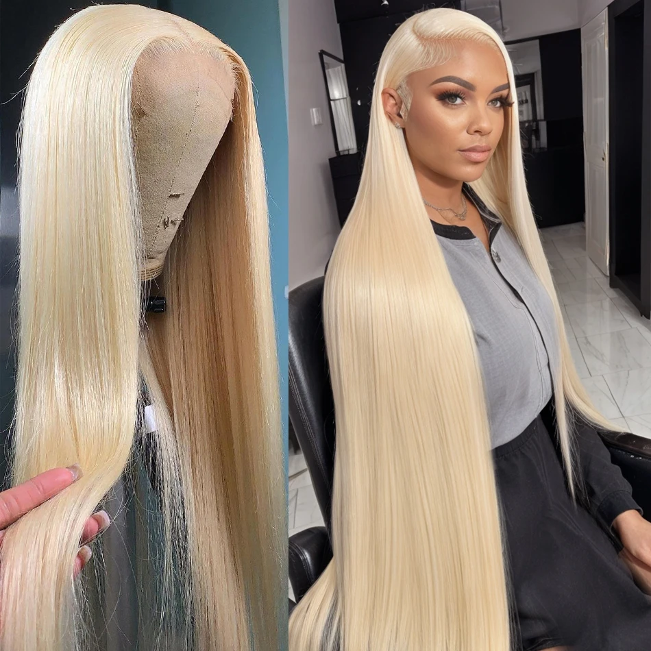 

613 Hd Lace Frontal Wig 13x6 Blonde Bone Straight 13x4 Transparent Lace Front Human Hair Wig 30 38 Inch Brazilian Remy Color Wig