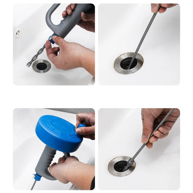 

Kitchen Toilet Sewer Blockage Hand Tool Pipe Dredger Drains Dredge Drill-Powered Extendable Various lengths available 2 Colors