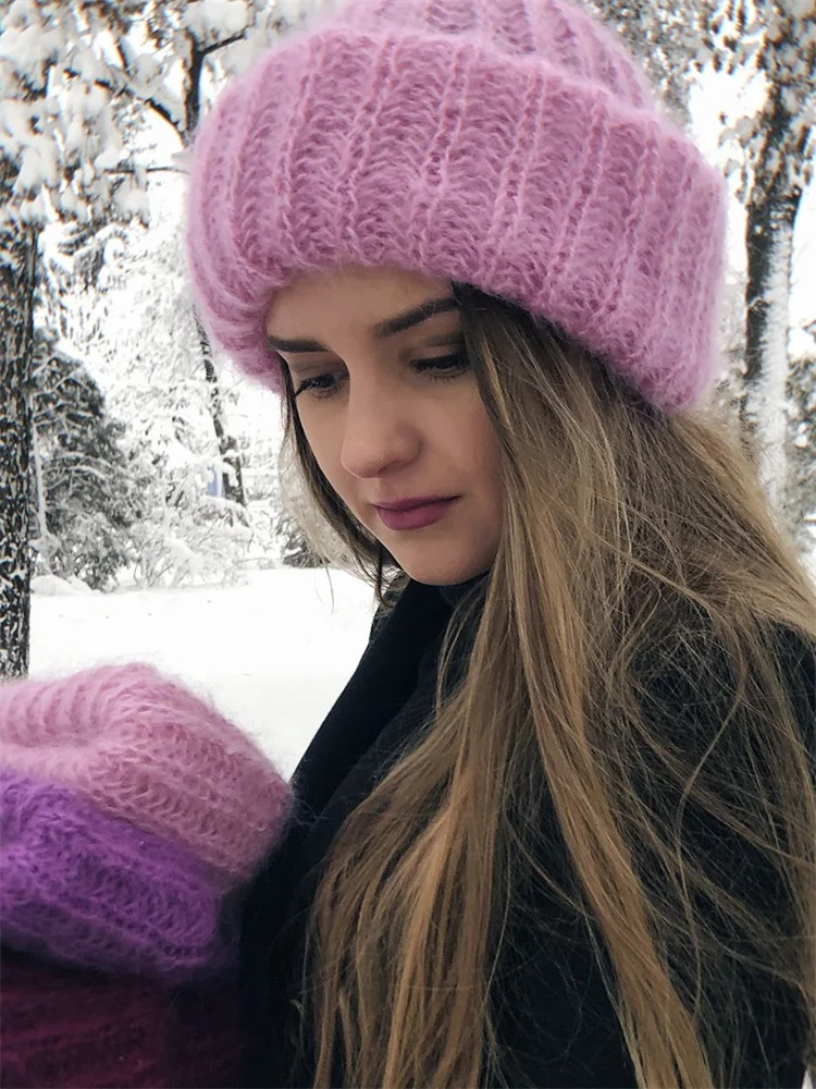

hirigin Women Winter Warm Knitted Hat Solid Color Classic Cuffed Beanie Fashion Loose Causal High Stretchy Soft Caps 2022 Hat