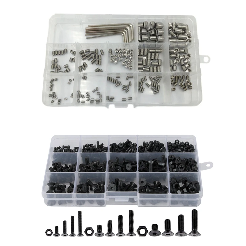 

70Pcs Metric Bolts Nuts Set: 460Pcs M3 M4 M5 Countersunk Flat Head Hex Socket Cap Screws Nuts Set & 240Pcs M3 M4 M5 M6 M8 Metric