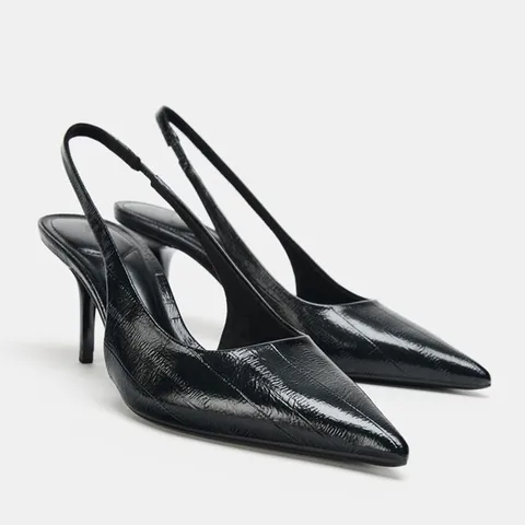 Текстурированный верхний дизайн, женские туфли-лодочки на тонком высоком каблуке с открытой пяткой, пикантные женские туфли-лодочки с острым носком и ремешком сзади, элегантные офисные туфли с открытой пяткой