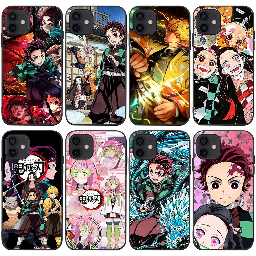 

Demon Slayer Cartoon Phone Case Suitable for 11 12 13 14 Pro Max Anime Figures Tanjirou Nezuko Zenitsu Soft Phone Case Gifts