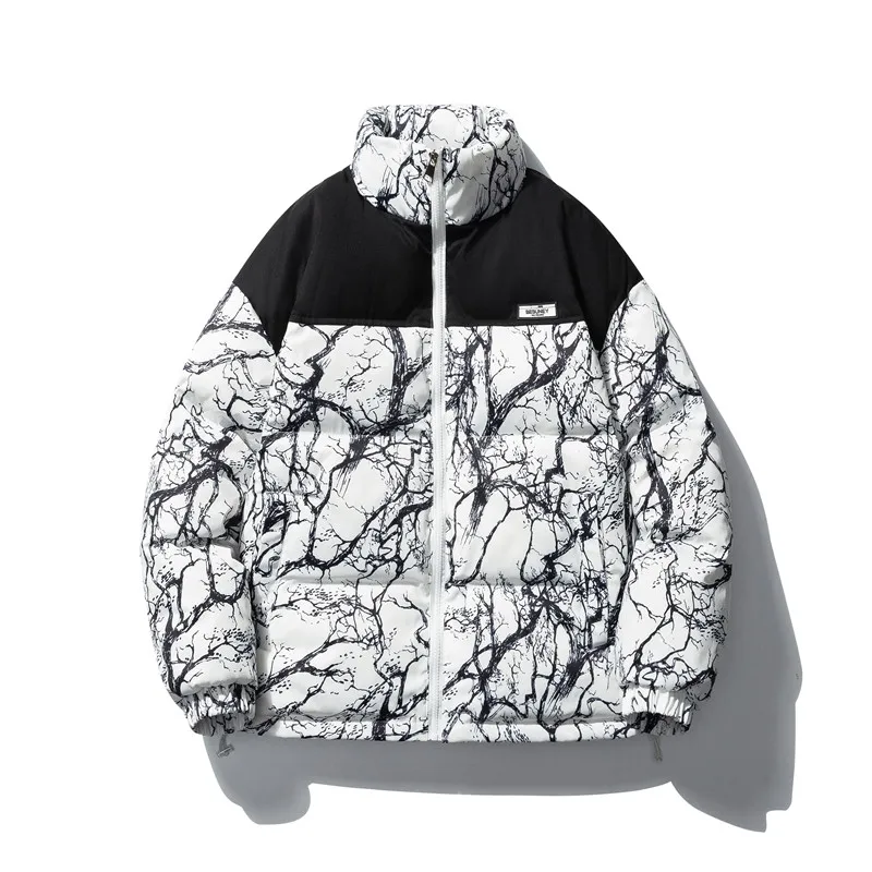 Down Jacket Men Winter 2022 Graffiti Jacket Fashio Windproof Coat Streetwear Oversized Funny HipHop  Jacket For Men