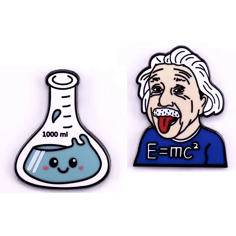 Значок с отворотом для научных экспериментов большими учеными металлическими