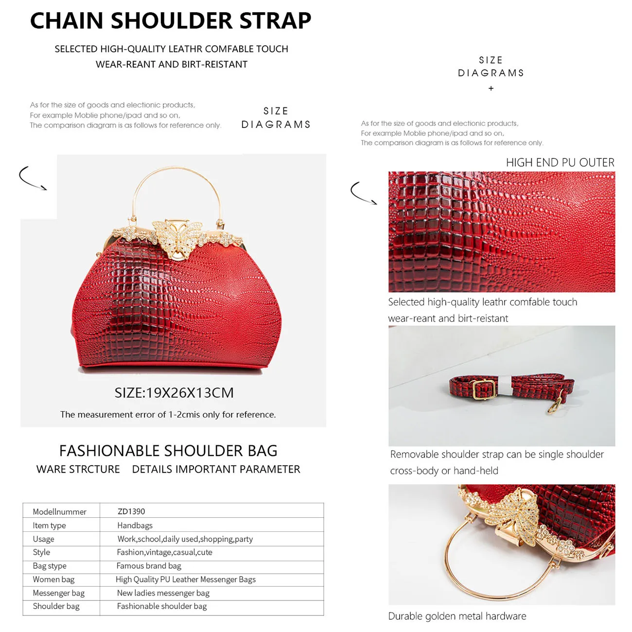 Women's Bucket Bag and Purses Crocodile Leather Crossbody Shoulder Handbags ags Female Trendy Chain Top Handle Bag