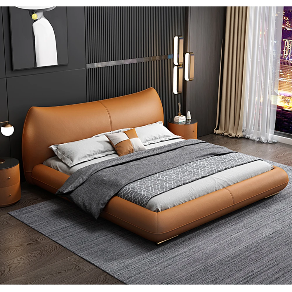 Nordic Queen Size Wedding Bed Designer Upholstered Solid Wood