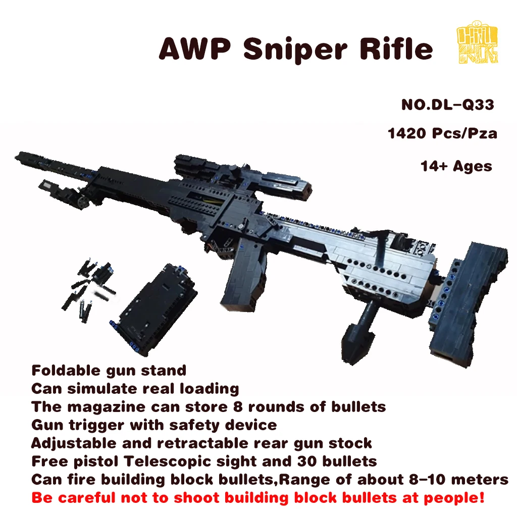 

MOC DL-Q33 Sniper Rifle Model With PDF Drawings Building Blocks Bricks Kids DIY Toys Birthday Christmas Gifts