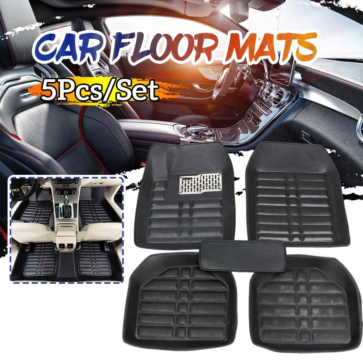 

5pcs Universal Car Floor Mats Rear Liner Waterproof Non-Slip Car Accessories For Honda For BMW For Benz Toyota Lada Renault