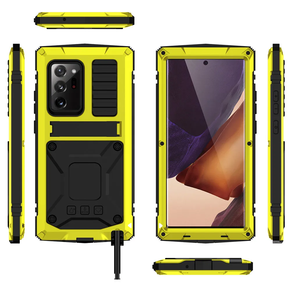 Full-Body Metal Protective Case for Samsung Galaxy S21 S20 Note 20 Ultra Plus A32 A52 A72 5G 4G Kickstand Armor Shockproof Cover