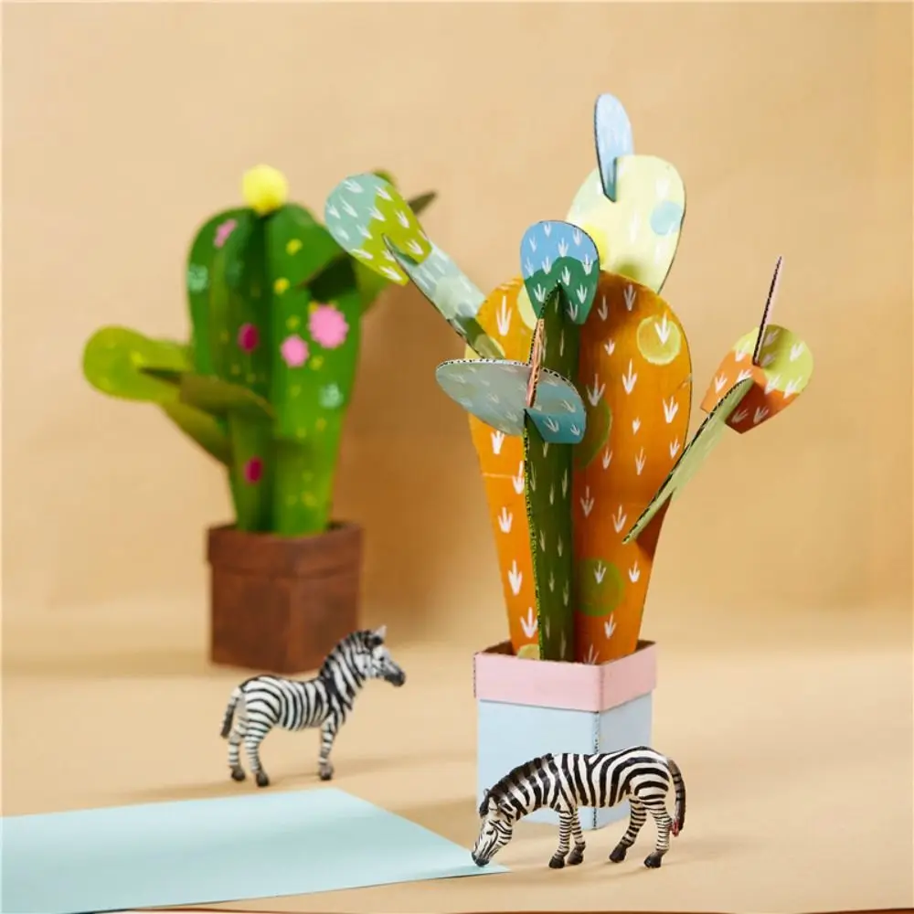 

Paper Art Painting Toys Creative 3D Handmade Puzzle Card Cactus Colouring Game Kindergarten