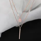 Новое блестящее круглое ожерелье LATS, розовое золото, серебро, изысканная двухслойная цепочка для ключиц, ожерелье, ювелирное изделие для женщин, подарок