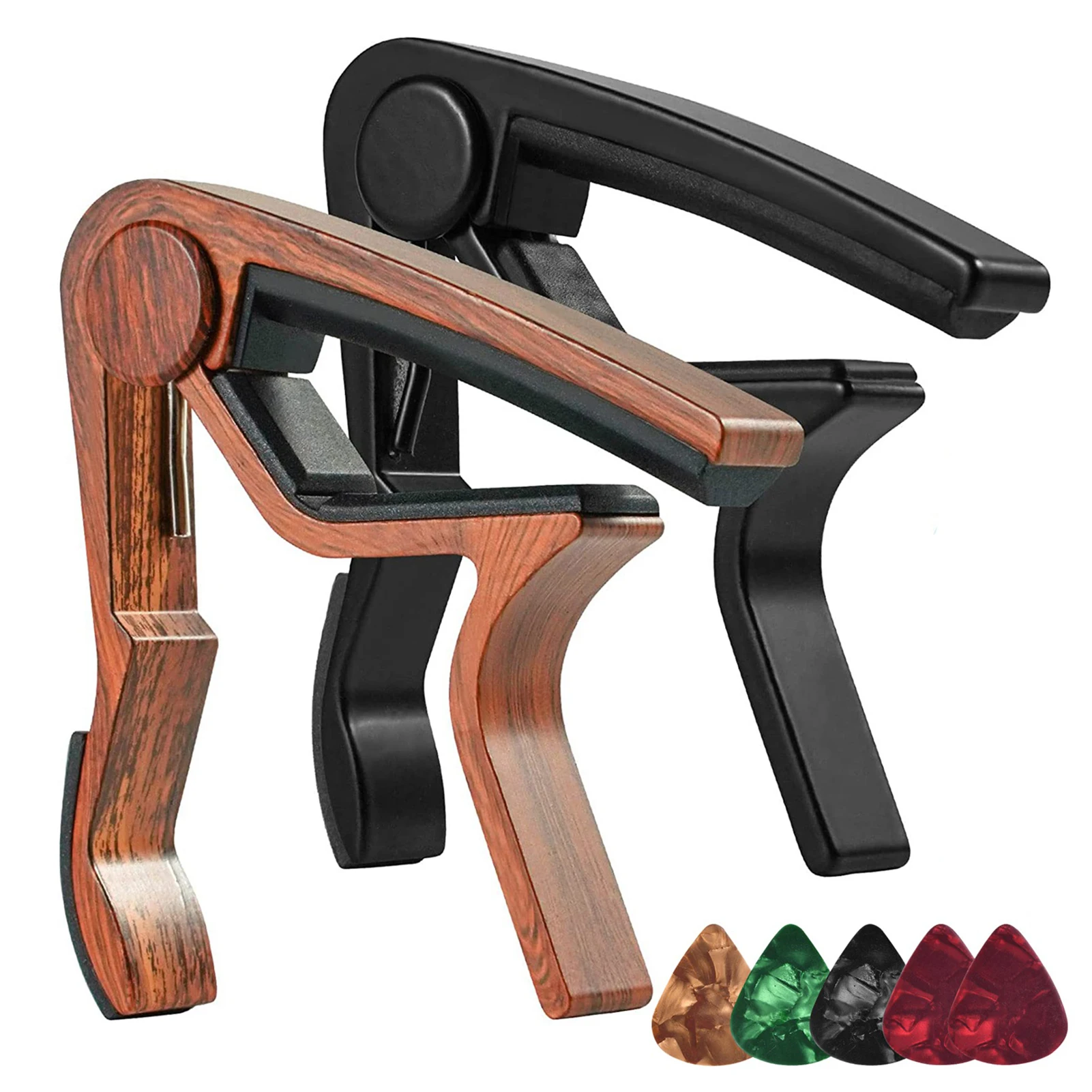 

2pcs Durable Anti Scratch Guitar Capo Universal Music Instrument With Pick No Buzz Acoustic Electric Quick Change Ergonomic