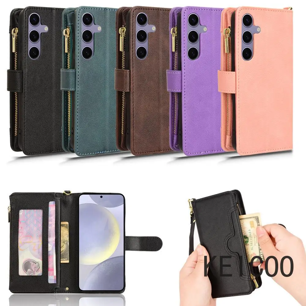 Кожаный чехол-кошелек на молнии для Samsung Galaxy S21 S22 S23 S24 S25 Note20 Ultra Plus с магнитной