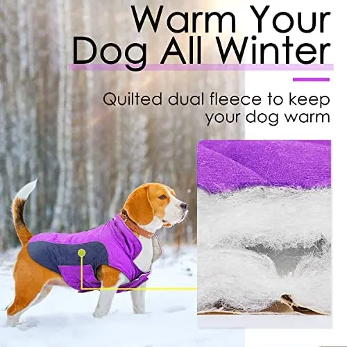 

Dog Cold Weather Coats - Cozy Waterproof Windproof Reversible Winter Dog Jacket, Thick Padded Warm Coat Reflective Vest Clothes