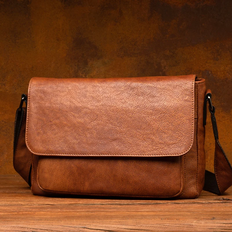 Трендовая кожаная сумка-мессенджер в стиле ретро модная горизонтальная Мужская