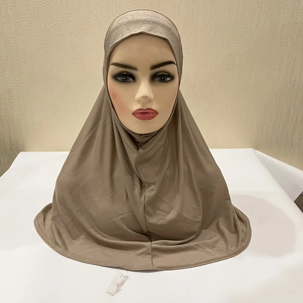 H237 beautiful big gilrs or adult muslim hijab with stones islamic scarf shawl headscarf hat armia pull on wrap  muslim fashion