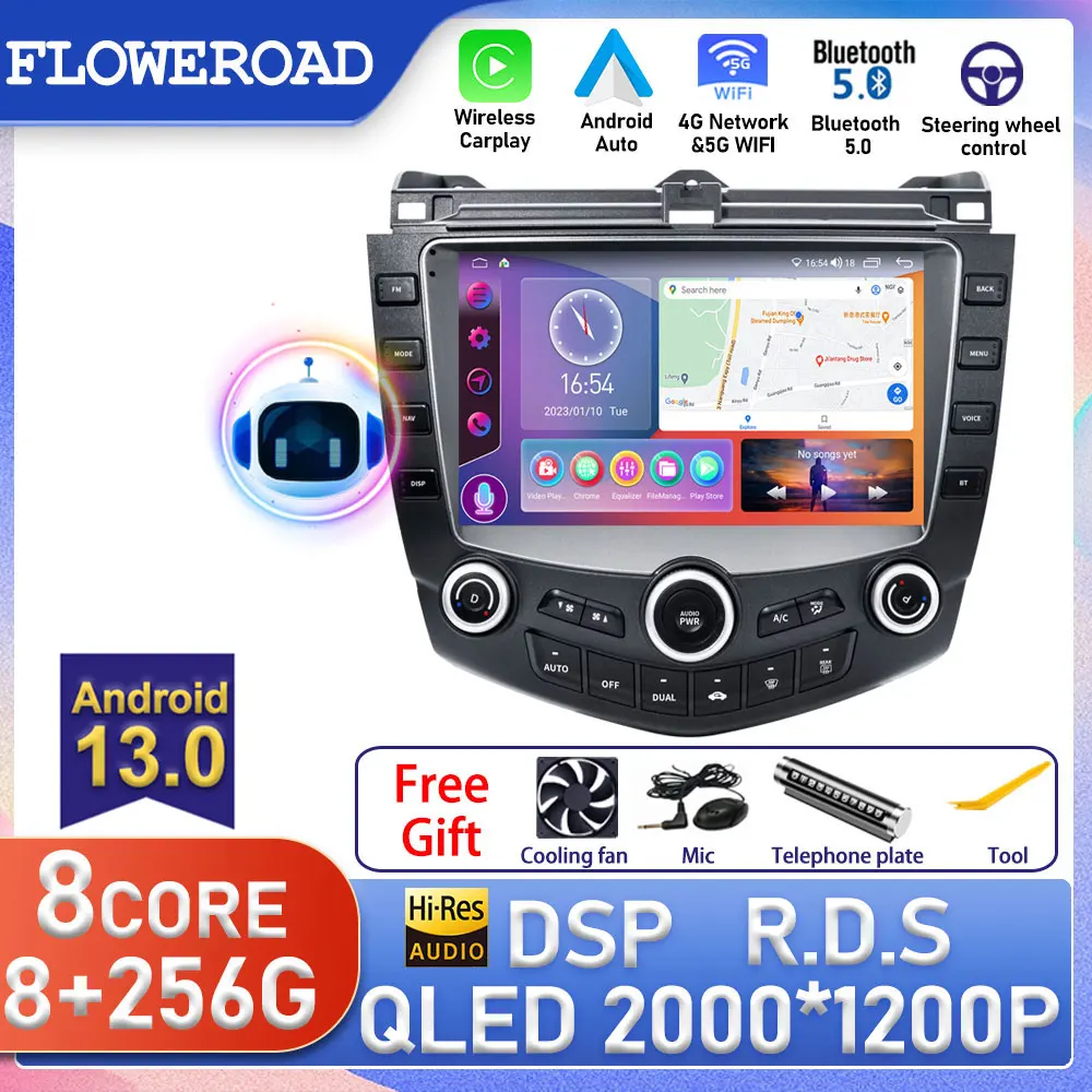 

Автомагнитола на Android для Honda Accord 7 2003-2007, мультимедийный плеер с радио, 4G, Wi-Fi, GPS, Carplay, стереомонитор, ТВ, разъем 2 din