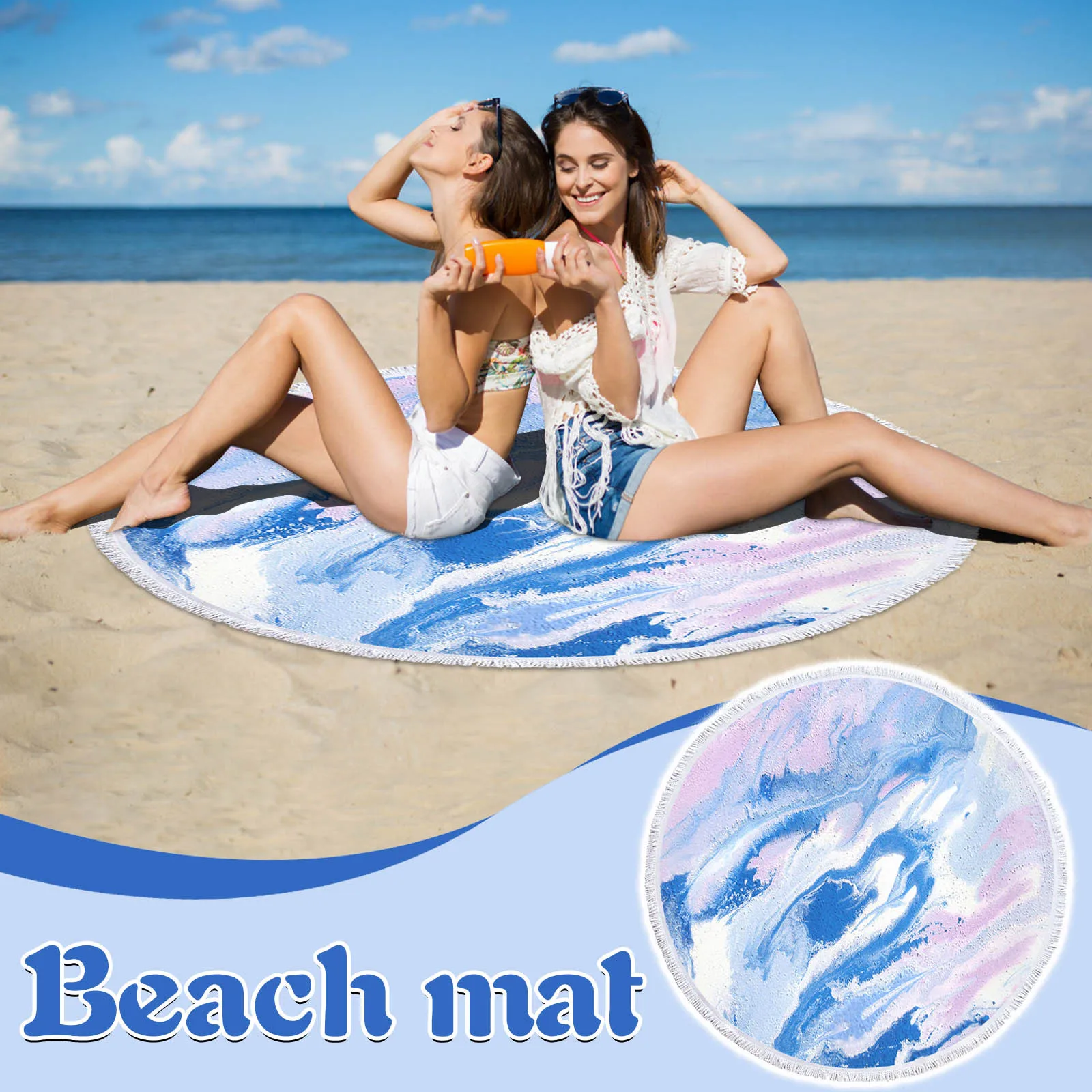 

Small Toddler Beach Beach Beach Towel Towel Mat Microfiber Round Shawl Printed Beach toy