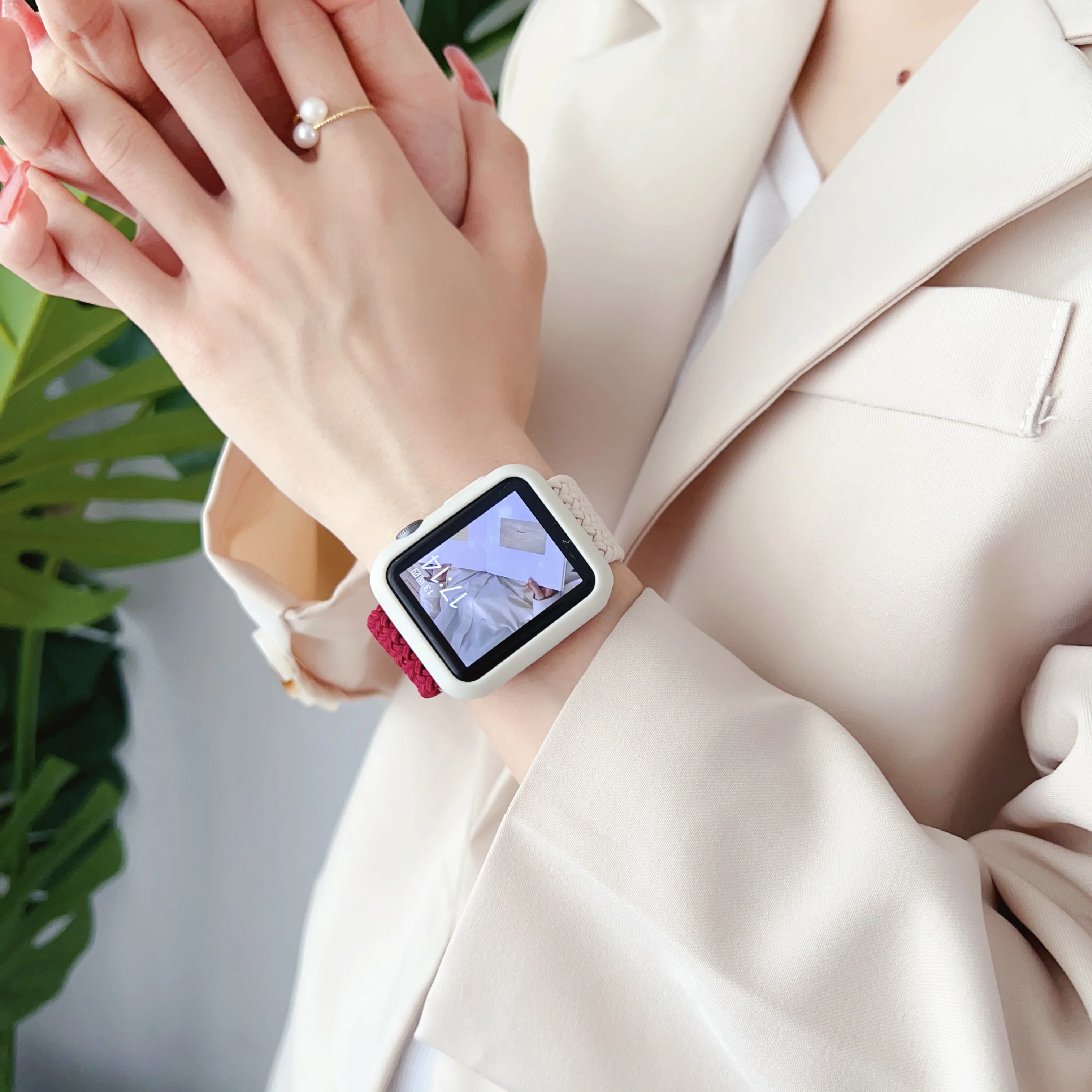 Elastic Nylon Strap For Apple watch band 8 7 41mm 45mm Braided Solo Loop correa bracelet For iWatch series SE 6 5 4 44 40mm 38mm