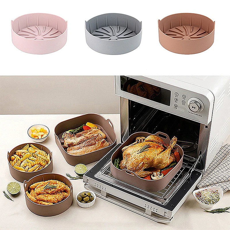 AirFryer Silicone Pot Square Air Fryers Oven Baking Tray Bread Fried Chicken Pizza Basket Mat Replacemen Grill Pan Accessories