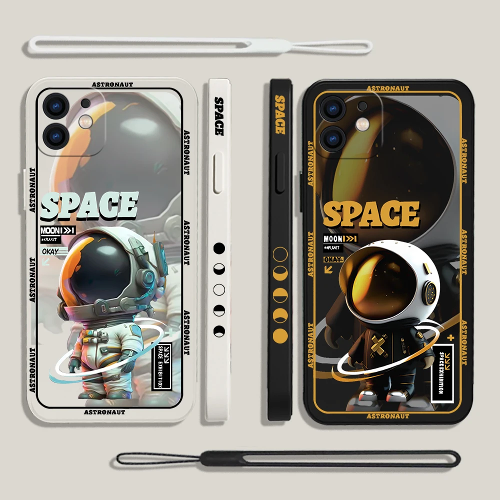 

Cool Dazzling Astronauts Phone Case For Xiaomi Redmi Note 12 11 11T 10 10S 9 Pro Plus 10C 9A 9C 9T K50 K60 4G 5G With Hand Strap