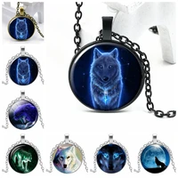 2020 new starry wolf 3 color necklace glass convex personality wolf totem pendant necklace gift wholesale