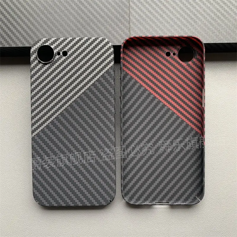 Фото Чехол для iPhone 17E 16E из углеродного волокна, ультратонкий, с полосками, из акрила и поликарбоната, жесткий, противоударный бампер для iPhone 17E №5