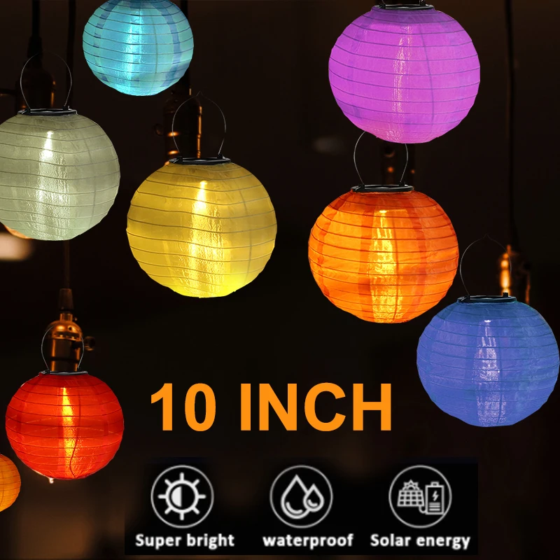 

Светодиодная лампа на солнечной батарее 25 см, водонепроницаемый уличный подвесной белый светильник, праздничный декор, садовое украшение, ...