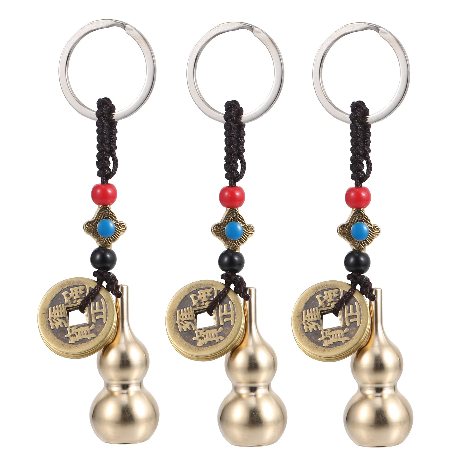 

Calabash Keychain Gourd Shaped Brassware Keyring Creative Decor Decorative Pendant Auspicious Metal Coins