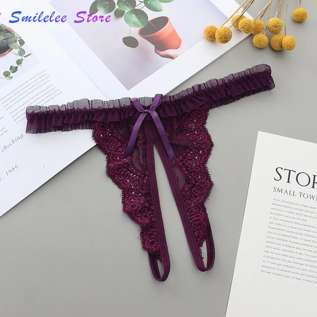 

Women Sexy Opening Crotch Panties Floral Lace Open Thong Panties G-pants Transparents Lingerie Pajamas Female Underpants Briefs