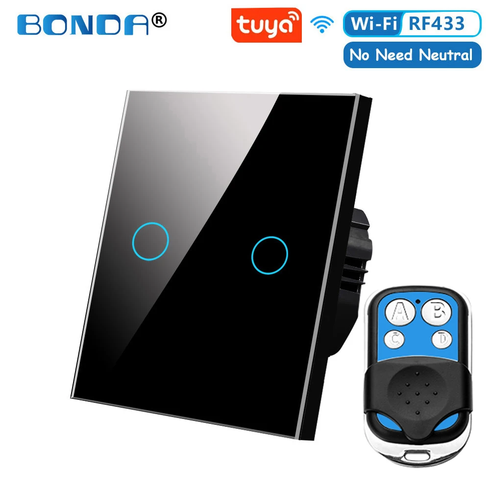 

Tuya EU WiFi + RF433 Умный пульт дистанционного управления Нейтральный провод Не требуется Сенсорный переключатель света 1/2/3Gang Работает с Alexa Google Home