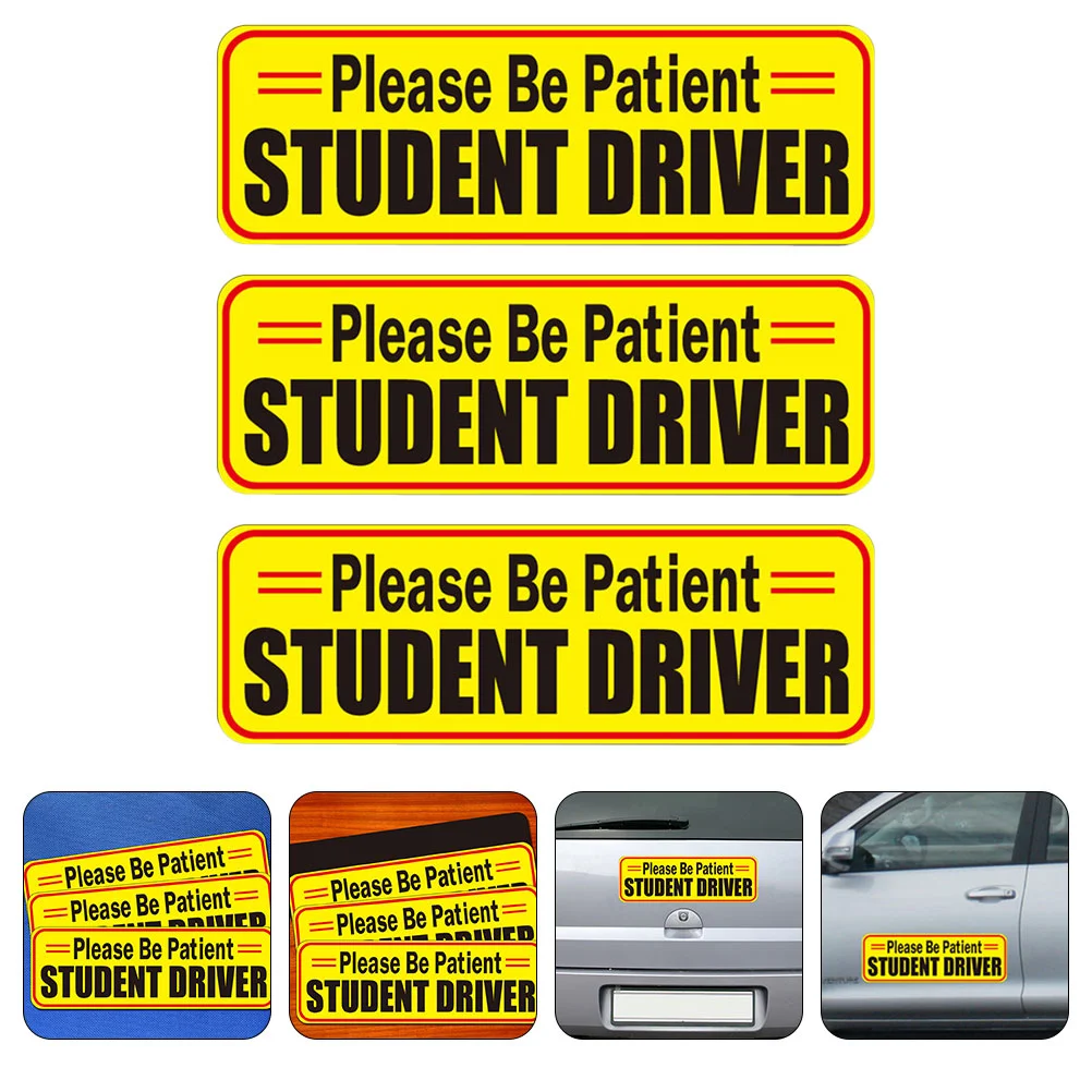 

3 Pcs Car Stickers Student Driver Safety Signs Magnetic New Reflective Magnets Decals Window Rookie Novice Door
